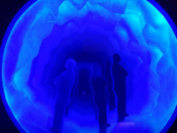 Gonzalo Sánchez, En la periferia del ser, papel vegetal, leds y cristales, 20 x 20 cm., 2008